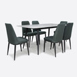 Rectangle Sintered Stone Dining Set DT001-007 + J-C8-6 (Glossy Surface)